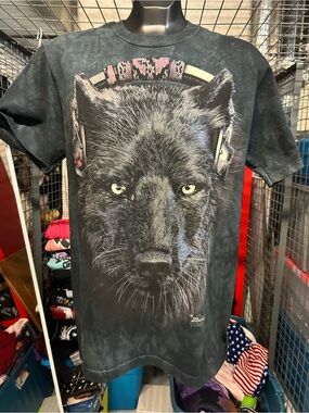 New THE MOUNTAIN 2013 Graphic black wolf Head Tee with Headphones Sm